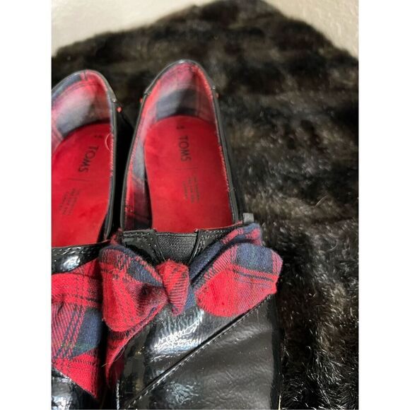 Toms Alpargata Bow Slip-on Comfort In Black Patent Buffalo Plaid  Womens Size 9M - Picture 4 of 5
